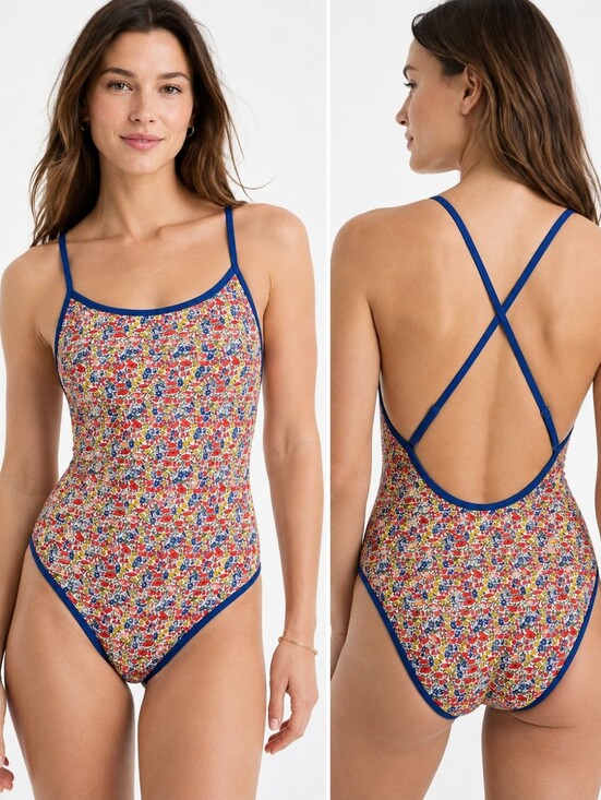 J. Crew Other - J. Crew Liberty Floral Strappy One Piece Swimsuit Size 2 Crossback NWT